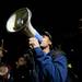 Michigan sophomore Trey Burke uses a microphone to talk to a fans on Sunday, March 31. Daniel Brenner I AnnArbor.com